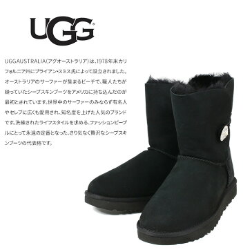 【送料無料】UGG スワロフスキー ムートンブーツ レディース UGG BAILEY BUTTON BLING 本革 スエード シープスキン アグ ベイリーボタン ブリング ショートブーツ ぺたんこ カジュアルシューズ 歩きやすい 黒 ブラック グレー ラインストーン 1016553