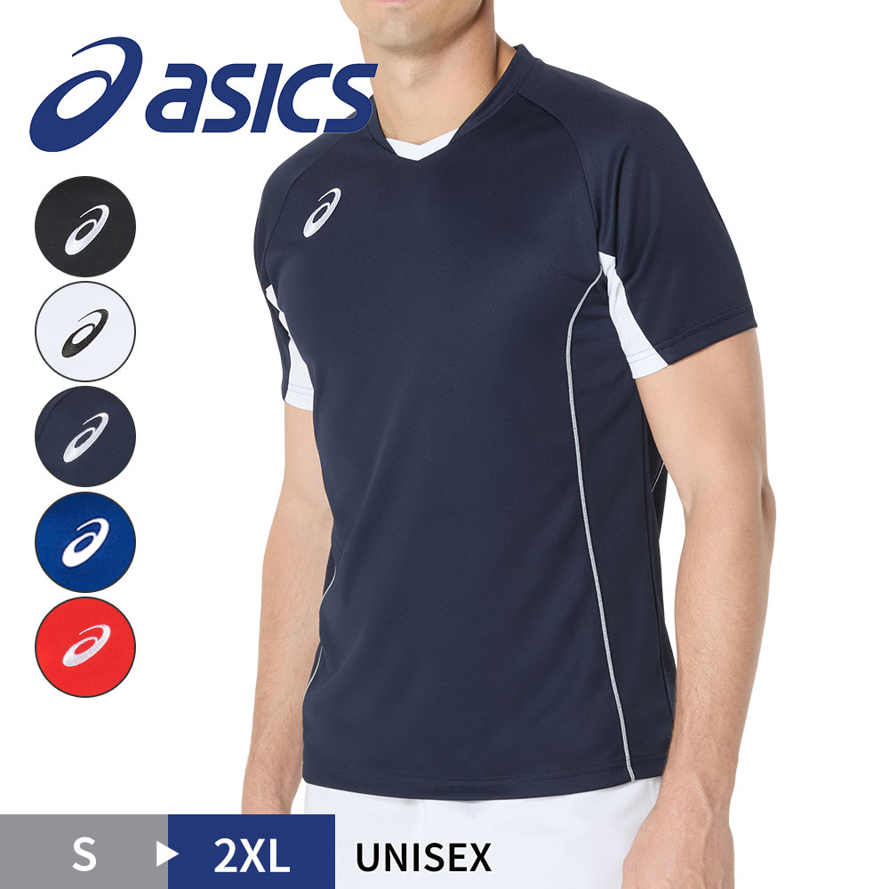アシックス tシャツ 半袖シャツ トレーニングウエア スポーツウェア ゲームプラシャツ 半袖 ジュニア レディース メンズ バレーボール バレー バスケ ハンド...