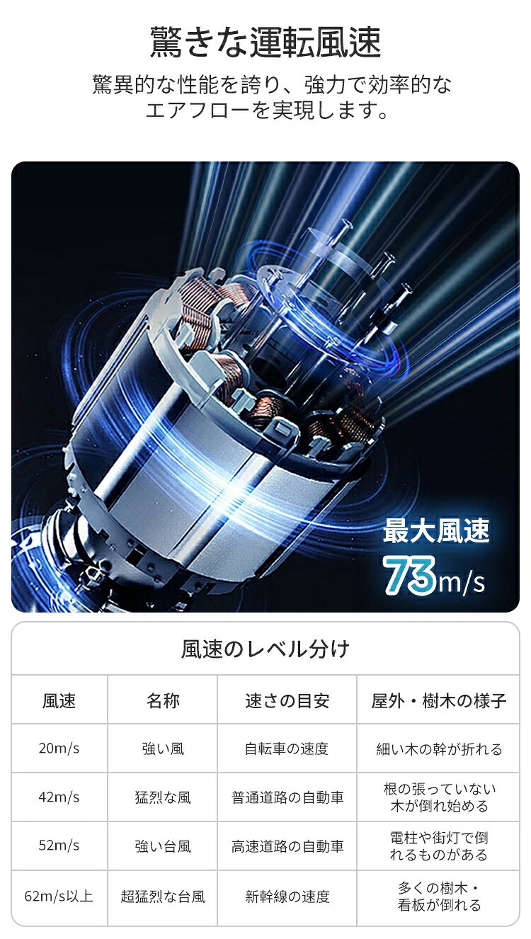 【2026年新発売 四段階風速調整】電動 エアダスター 小型 爆風 73m/s 130000RPM強...