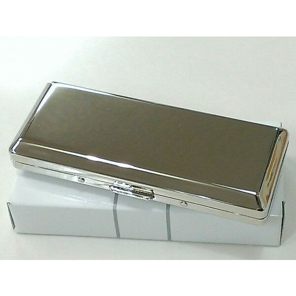 シガレットケース ロングサイズ対応 10本 超コンパクト 鏡面シルバー プレーン ハードケース タバコケース メンズ レディース 綺麗な煙草入れ 坪田パール社製...