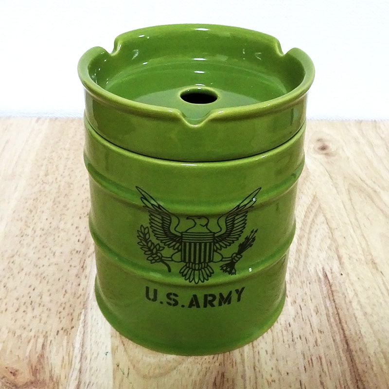 ドラム缶灰皿 喫煙具 ARMY タバコ グリーン 小物入れ アーミー ミリタリー おしゃれ インテリア ペン立て かっこいい アメリカン メンズ プレゼント ギフト