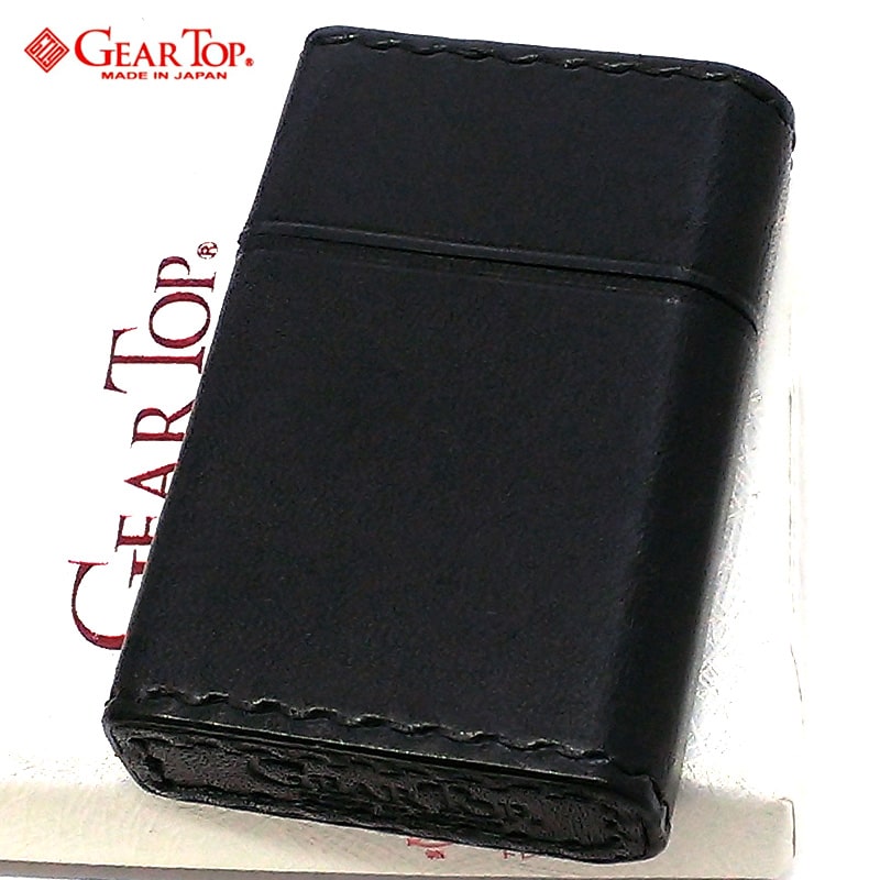 オイルライター ギアトップ 革巻き ブラック 日本製 ライター 本牛革 黒 GEAR TOP 重厚 かっこいい おしゃれ 国産品 メンズ プレゼント ギフト 動...