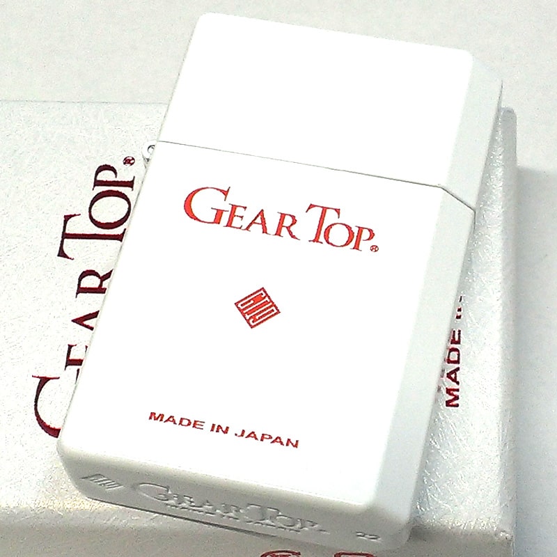オイルライター 日本製 ギアトップ ボックスデザイン ユニーク かっこいい ホワイト GEAR TOP 重厚 おしゃれ 国産品 メンズ プレゼント ギフト