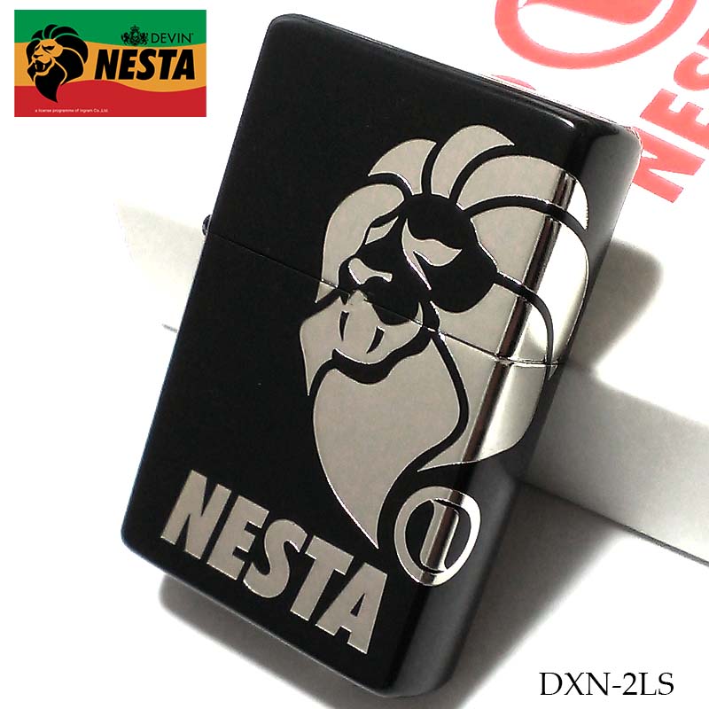 NESTA ライター 2面ロゴ マットブラック 彫刻 銀差し DEVIN 日本製 ネスタ オイルライター 黒 銀 メンズ おしゃれ かっこいい プレゼント ギフト
