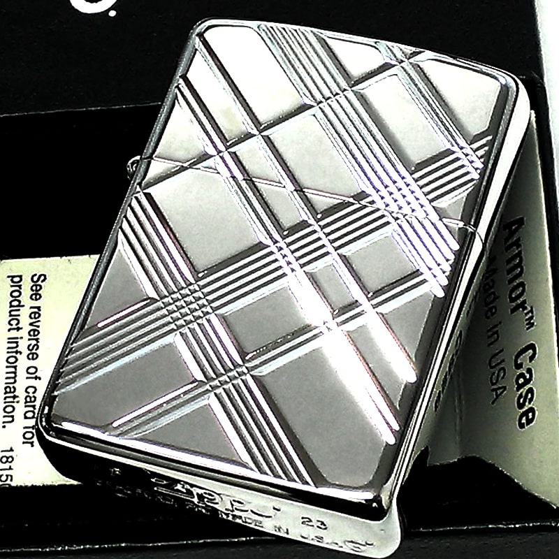 ZIPPO ライター 限定100個生産 ジッポ アーマー ダイヤモンドX V刃彫刻 重厚 シルバー 両面加工 銀 かっこいい おしゃれ メンズ ギフト