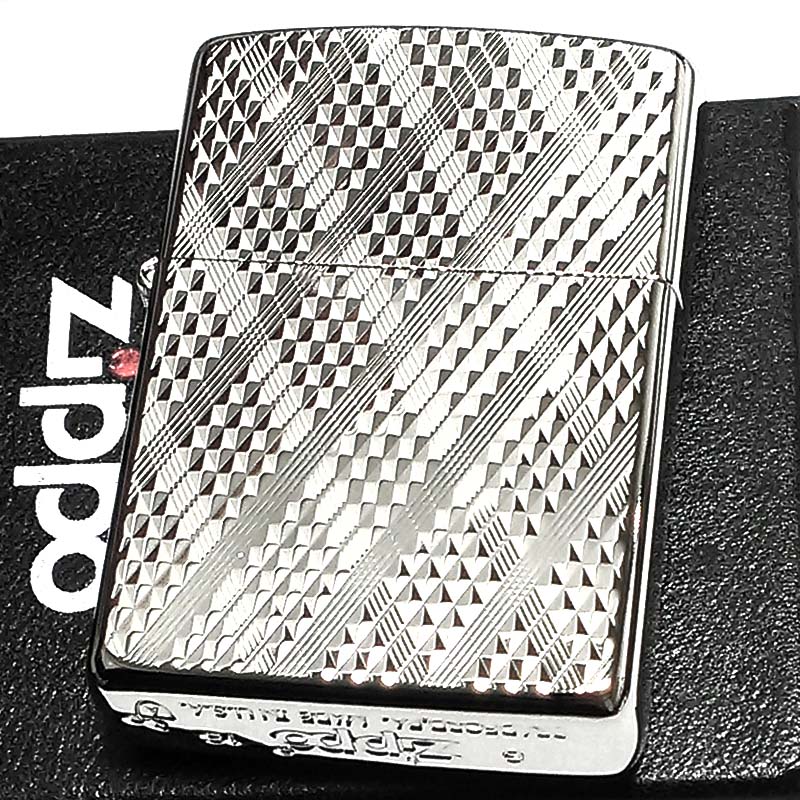 ZIPPO アーマー ジッポ ライター Diamante ホワイトニッケル ダイヤカット彫刻 両面加工 シルバー 重厚 かっこいい おしゃれ メンズ ギフト 動画あり