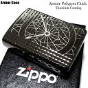 チタン・Zippo ZIPPO ライター アーマー ポリゴンクロック ブラックニッケル ミラー仕上げ ダイヤモンドカット ジッポ 黒 チタンコーティング 両面加工 かっこいい 重厚 おしゃれ メンズ ギフト プレゼント 動画あり