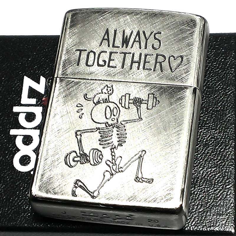 ジッポ ライター ZIPPO ユーズドフィニッシュ ALWAYS スカル 彫刻 かわいい アンティークシルバーおしゃれ かっこいい レディース メンズ ギフト ...