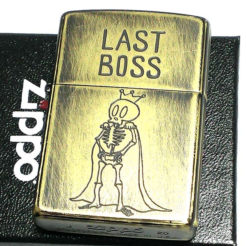 【ポイント5倍】ジッポ ライター ユーズドフィニッシュ BOSS ZIPPO スカル 可愛い 彫刻 ブラス アンティークゴールド かっこいい おしゃれ レディース メンズ ギフト プレゼント 動画あり