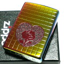 チタン・Zippo ZIPPO ライター ハート ローズ ジッポ レインボー ミラー仕上げ 虹色 薔薇 チタンコーティング かわいい おしゃれ レディース 女性 動画有り ギフト プレゼント