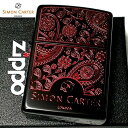 【ポイント10倍】ZIPPO ライター ブランド サイモンカーター ジッポ かっこいい ペイズリ— マットブラック×レッド ギフト 艶消し 黒 赤 彫刻 動画あり メンズ おしゃれ プレゼント 女性