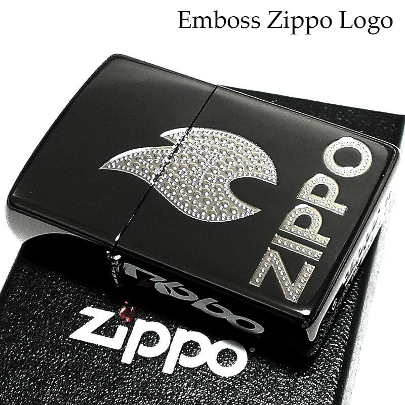 ZIPPO ライター ロゴ ジッポ ブラックニッケル エッチング彫刻 エンボス シルバー 炎 かっこいい メンズ おしゃれ プレゼント ギフト