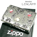 ZIPPO ライター ハワイアン ジッポ 可愛い LOKAHI 天然シェル シルバー ハイビスカス レディース かわいい ロカヒ 花 おしゃれ ギフト 動画あり プレゼント