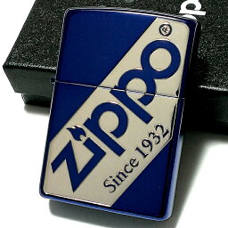 ZIPPO ライター ジッポ ロゴデザイン かっこいい ブルー＆シルバー 青銀 メンズ おしゃれ ギフト プレゼント 動画あり