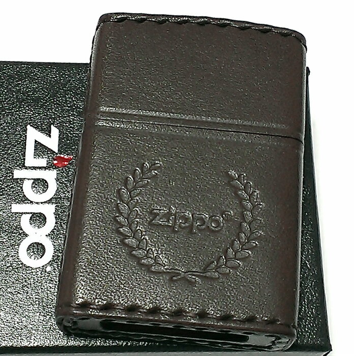 革 zippo ZIPPO ライター 革巻き ダークブラウン ジッポ ロゴデザイン レザー シンプル 本牛革 濃茶 かっこいい 皮 メンズ 渋い 動画あり ギフト プレゼント