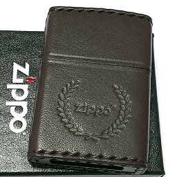 ZIPPO ライター 革巻き ダークブラウン ジッポ ロゴデザイン レザー シンプル 本牛革 濃茶 かっこいい 皮 メンズ 渋い 動画あり ギフト プレゼント