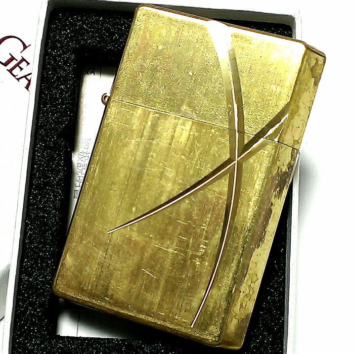 オイルライター ギアトップ 日本製 ライター ワイルドブラス ウルフファング V刃彫刻 スカーフェイス ユーズド仕上げ GEAR TOP シンプル 重厚 かっこ...