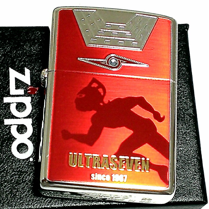 ZIPPO ライター ウルトラセブン ジッポ レッド&シルバー 裏面アイスラッガー かっこいい おしゃれ 赤銀 ラインストーン 円谷プロ ウルトラマン キャラク...