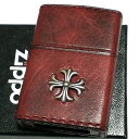 革 zippo ZIPPO ライター 本牛革巻き ヴィンテージレッド Leather Cross ジッポ レザー クロス 十字架 赤 シンプル 牛革 かっこいい おしゃれ 動画有り メンズ 男性 ギフト プレゼント