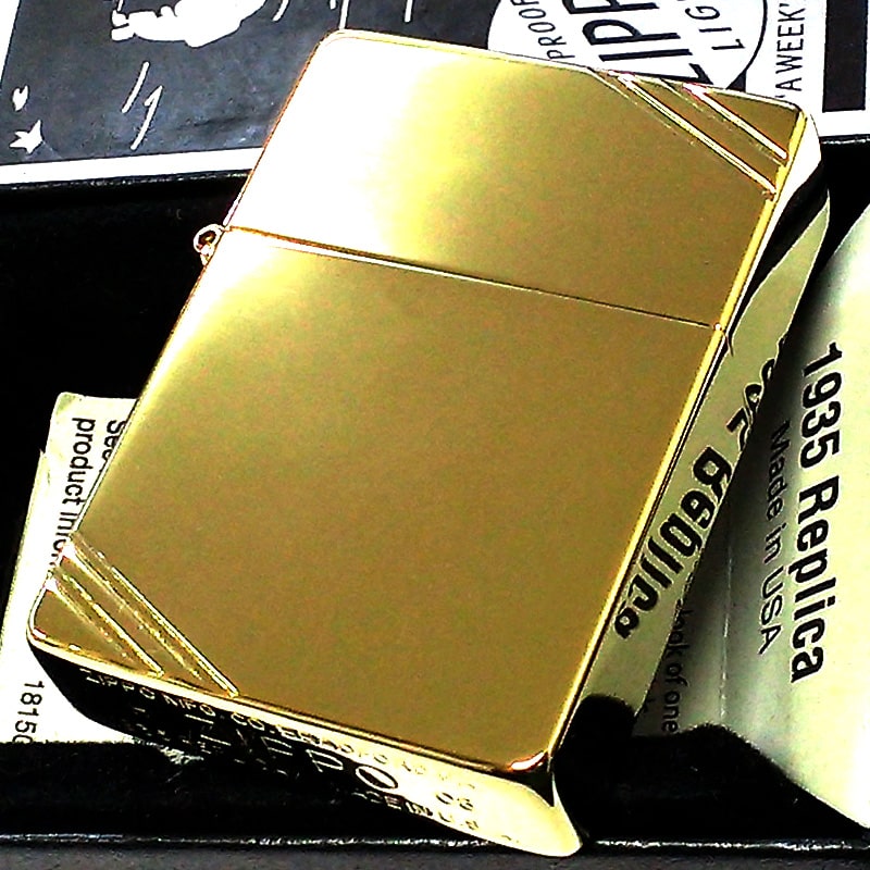 チタン・Zippo ZIPPO 1935 復刻レプリカ ダイアゴナルライン 金チタン ジッポ ライター チタンコート シンプル おしゃれ ゴールド 両面エッチング かっこいい 3バレル 角型 アンティーク 高級 メンズ 無地 ギフト プレゼント 動画有り