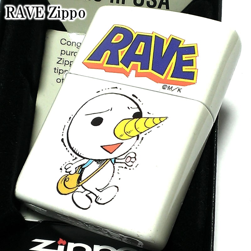 楽天Zippoタバコケース 喫煙具のハヤミZIPPO RAVE プルー レイヴ 可愛い ジッポ ライター 真島ヒロ ホワイトパール RAVEジッポ アニメ キャラクター メンズ レディース ギフト プレゼント 動画あり