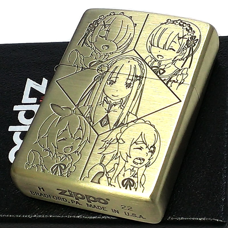 ZIPPO Re:ゼロから始める異世界生活 エミリア withメイド ジッポ ライター アニメ リゼロ ゴールド 可愛い キャラクター メンズ かわいい レディース プレゼント ギフト