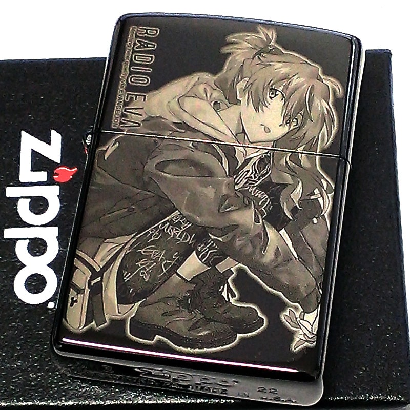 チタン・Zippo ZIPPO ライター エヴァンゲリオン 限定 RADIO EVA アスカ 10周年記念 ジッポ ブラックチタンコート シリアル入り 可愛い 黒 レーザー彫刻 お洒落 アニメ キャラクター メンズ レディース ギフト プレゼント