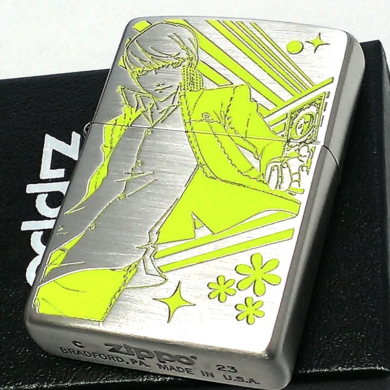 ジッポライター ゲーム ZIPPO ペルソナ4 ザ・ゴールデン シルバー イエロー 銀 両面加工 彫刻 色差し かっこいい キャラクター メンズ ギフト プレゼント