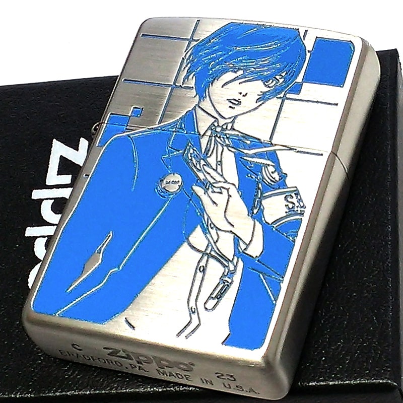 ZIPPO ペルソナ3 ポータブル ゲーム シルバー ジッポ ライター 銀 両面加工 彫刻 色差し かっこいい キャラクター メンズ ギフト プレゼント