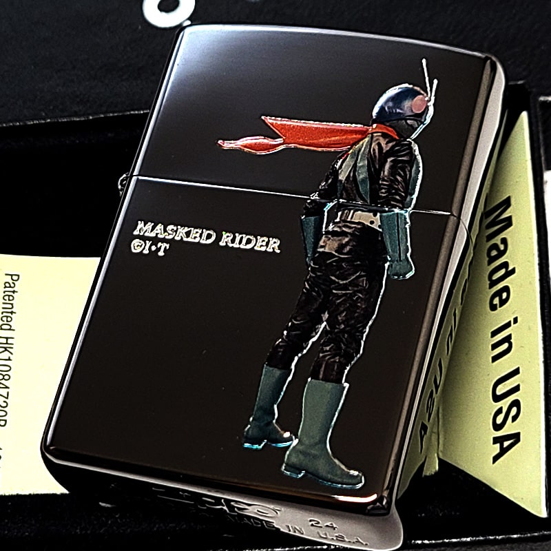ZIPPO ライター 仮面ライダー1号 ジッポ かっこいい ブラックニッケル 彫刻 クリアフルカラー加工 特撮 キャラクター おしゃれ 渋い 黒 メンズ ギフト プレゼント 動画有り