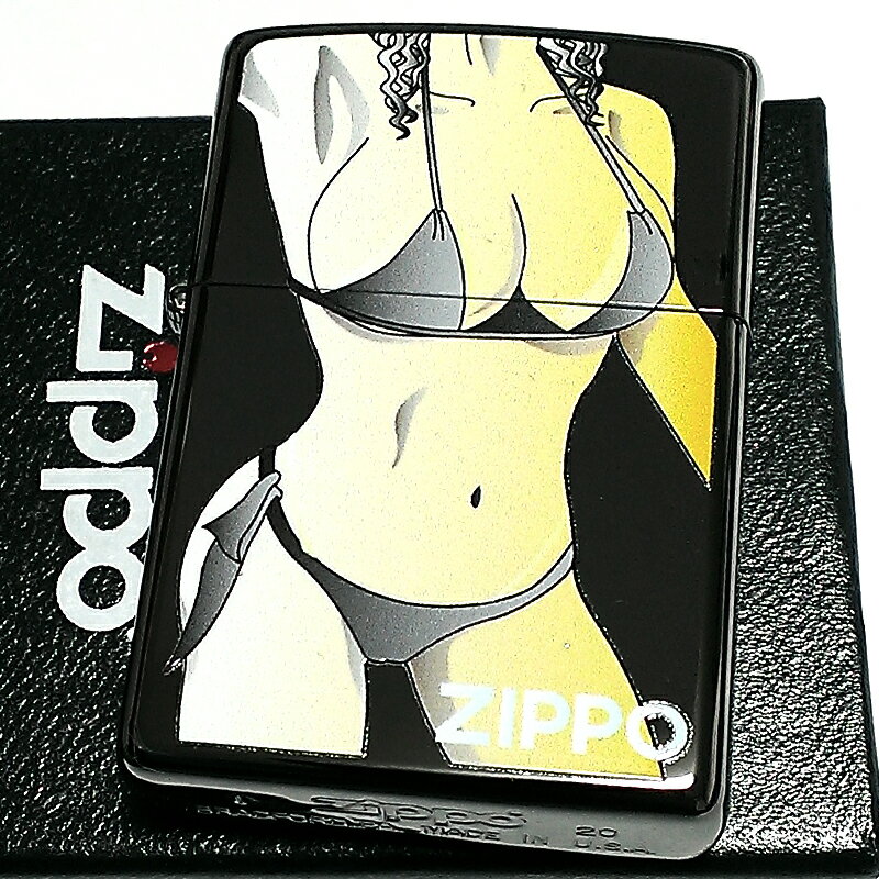 ZIPPO ライター 女性 セクシー ボディー ジッポー ブラックニッケル ライター 鮮やか プリント 黒 レディース メンズ ギフト プレゼント 動画あり