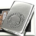 【ポイント10倍】ZIPPO ハーレー ダビッドソン スカル シルバー サイド彫刻 ロゴ かっこいい ジッポライター ドクロ おしゃれ 銀燻し シンプル メンズ...
