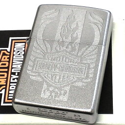 ZIPPO ライター かっこいい ハーレー ダビッドソン ジッポー ロゴ シルバーサテン エッチング彫刻 シンプル 渋い おしゃれ メンズ プレゼント ギフト