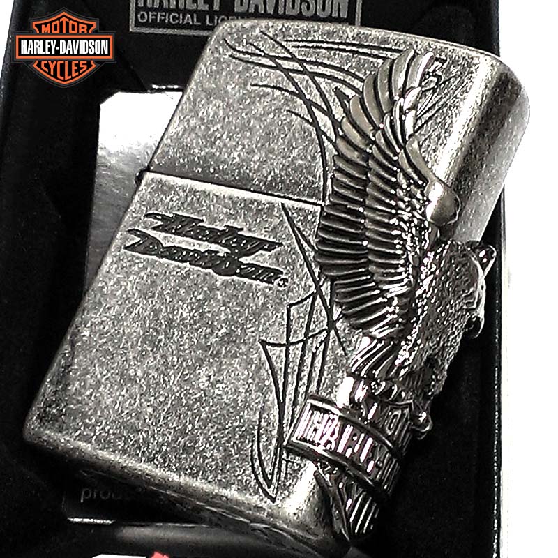 限定モデル zippo ZIPPO ライター ハーレーダビッドソン ジッポ イーグルメタル アンティークシルバー イブシバレル 国内限定モデル 銀 かっこいい 鷲 おしゃれ メンズ 父の日 ギフト プレゼント 動画あり