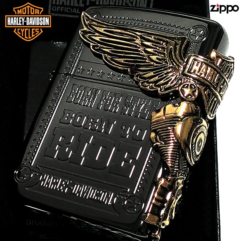 チタン・Zippo ジッポ ライター ハーレー ダビッドソン ZIPPO ブラック チタン加工 かっこいい 3面大型メタル イーグル HARLEY-DAVIDSON 日本国内限定モデル 動画有り ジッポー ギフト