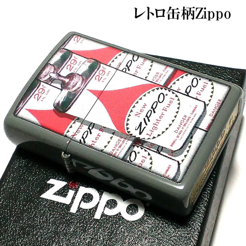 ZIPPO ライター おしゃれ ジッポ ロゴ グレー レトロ オイル缶 かわいい かっこいい 可愛い メンズ プレゼント レディース ギフト