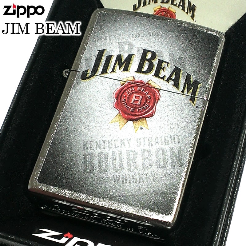 楽天Zippoタバコケース 喫煙具のハヤミZIPPO ライター ジムビーム グレー 黒 プリント ジッポ ロゴ シルバー JIM BEAM ウイスキー かっこいい お酒 バーボン おしゃれ メンズ アメリカン 渋い ギフト プレゼント