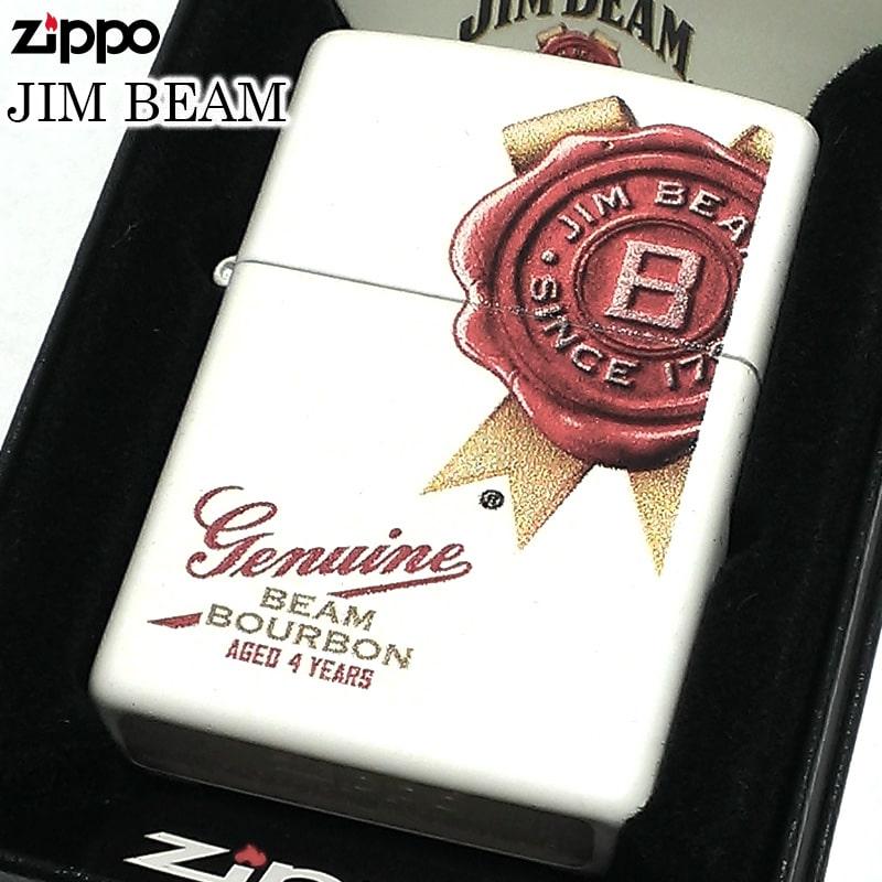 ZIPPO ライター ジムビーム ジッポ ホワイト マット JIM BEAM 白 かっこいい ギフト お酒 バーボン おしゃれ メンズ 渋い プレゼント