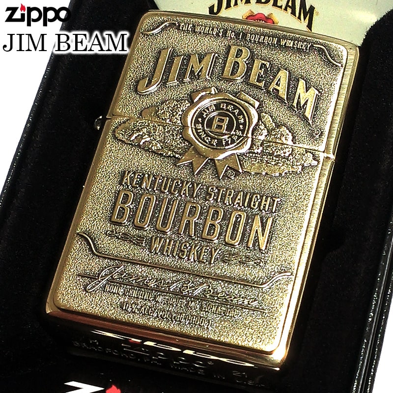 ジッポ ライター ジムビーム バーボン ウイスキー ZIPPO JIM BEAM ブラス アメリカン アンティークゴールド ギフト 金タンク かっこいい おしゃ...