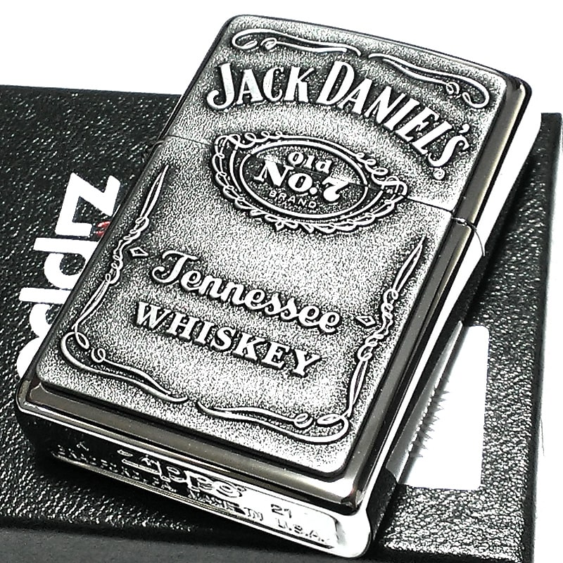 ZIPPO ライター ジャックダニエル お酒 ジッポ シルバー JACK DANIELS メタル クロームハイポリッシュ 立体加工 かっこいい プレゼント 渋い メンズ ギフト エンブレム おしゃれ