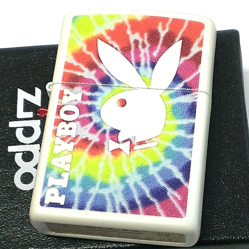 PLAYBOYジッポ 【スーパーSALE対象】ZIPPO PLAYBOY ジッポー ライター プレイボーイ ホワイト レインボー 前面蓄光塗装 白 ロゴデザイン おしゃれ かわいい かっこいい 可愛い メンズ プレゼント レディース ギフト