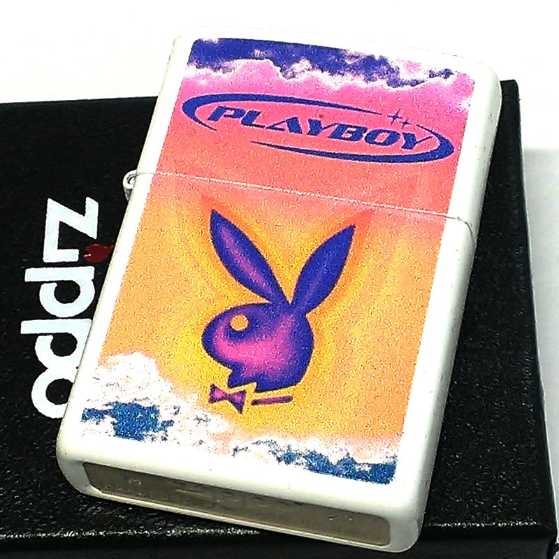 PLAYBOYジッポ 【20％OFF！スーパーSALE対象】ZIPPO PLAYBOY ジッポー ライター プレイボーイ ロゴ ホワイト パープル オレンジ ラビット うさぎ 紫 白 おしゃれ かわいい かっこいい 可愛い アパレルブランド メンズ レディース ギフト プレゼント