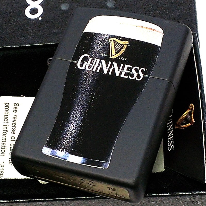 ZIPPO ライター ギネス ビール ジッポ マット ブラック GUINNESS お酒 黒 おしゃれ バー かっこいい メンズ ギフト プレゼント