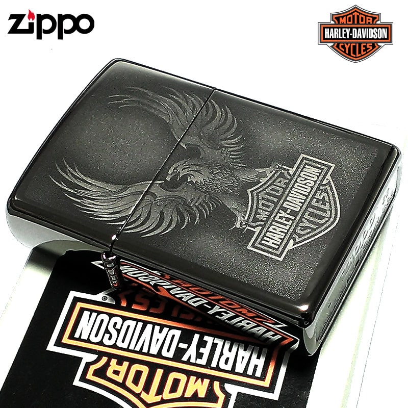 【ポイント10倍】ZIPPO ハーレー ダビッドソン ジッポ ライター かっこいい イーグル ロゴデザイン レーザー彫刻 鏡面 ブラック おしゃれ メンズ ギフ...