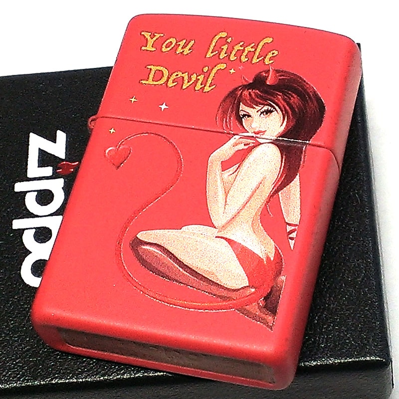 ジッポ ライター セクシー LittleDevil 悪魔 マットレッド 女性 Devil ZIPPO プリント 艶消し赤 鮮やか レディース メンズ プレゼント...