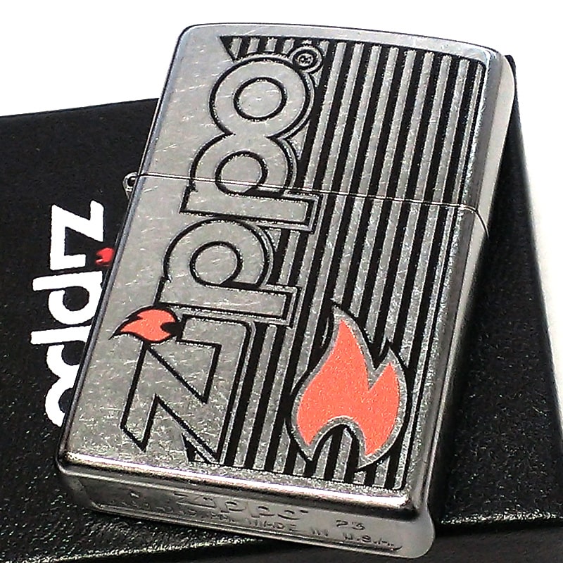 【ポイント10倍】ZIPPO ライター Logo and Flame シルバー ジッポ ロゴ ストリートクローム おしゃれ かっこいい レディース メンズ ギフト プレゼント