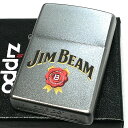 ZIPPO ライター JIM BEAM ロゴ ジムビーム ジッポ シルバー かっこいい サテンクローム アメリカン お酒 バーボン おしゃれ メンズ 渋い ギフト プレゼント|詳細画像