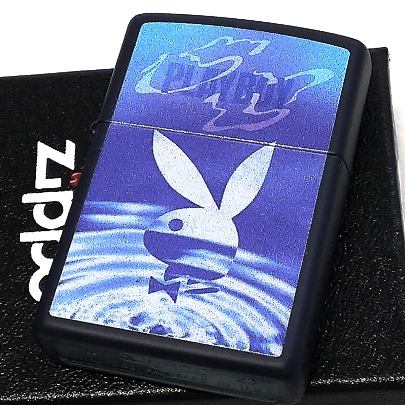 PLAYBOYジッポ 【20％OFF！スーパーSALE対象】ZIPPOライター プレイボーイ ジッポー PLAYBOY ロゴ ブルー ラビット 青 紺 うさぎ クール おしゃれ かわいい かっこいい 可愛い アパレルブランド メンズ レディース ギフト プレゼント