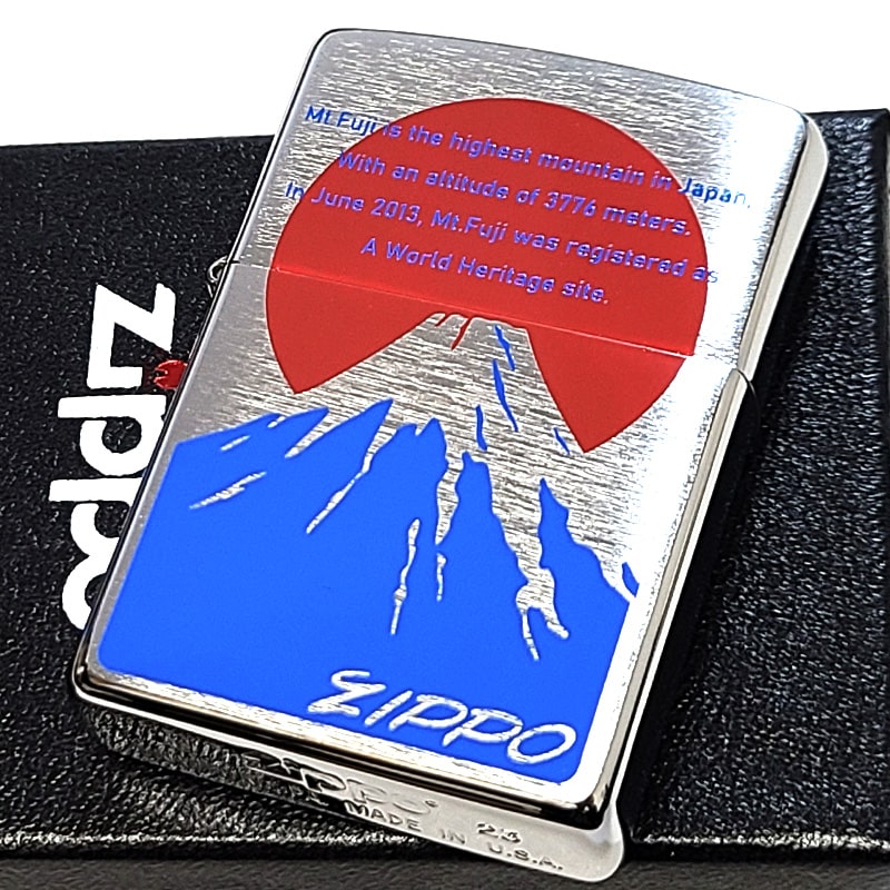 ZIPPO ライター 青富士 ジッポ 珍しい シルバー 富士山 ジッポロゴ 和柄 綺麗 おしゃれ 日本 和風 めで..