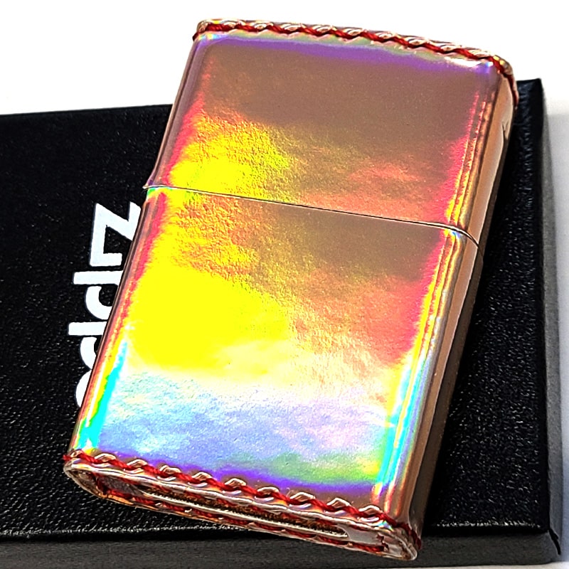【スーパーSALE対象】ZIPPO ピンクゴールド オーロラ 綺麗 ジッポ ライター エナメル おしゃれ レインボー 虹色 かわいい 女性 レディース メンズ ...